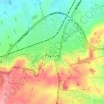 Royston topographic map, elevation, terrain