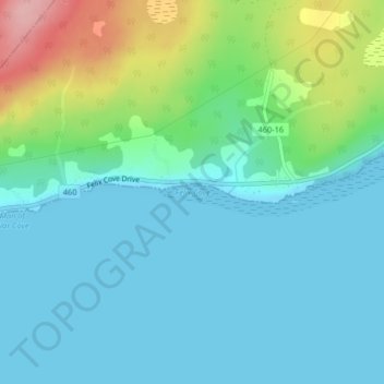 Felix Cove topographic map, elevation, terrain