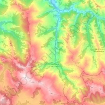 Luena topographic map, elevation, terrain