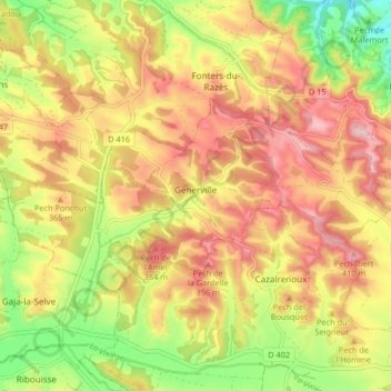 Generville topographic map, elevation, terrain