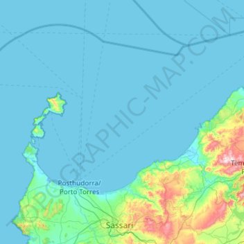 Golfo dell'Asinara topographic map, elevation, terrain