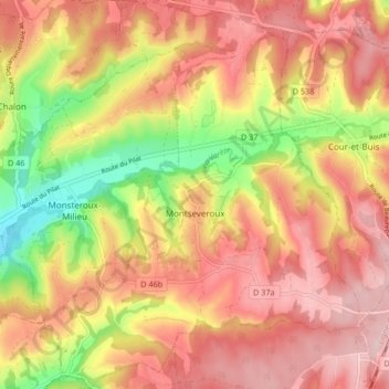 Montseveroux topographic map, elevation, terrain