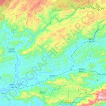 Miracatu topographic map, elevation, terrain