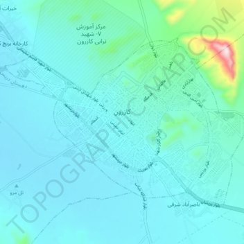 Kazerun topographic map, elevation, terrain