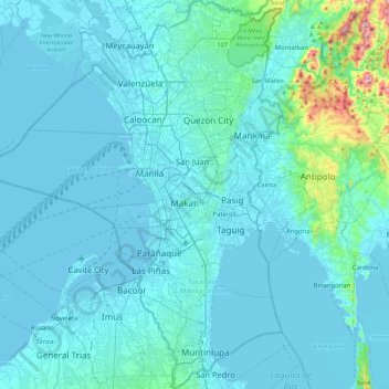 Metro Manila topographic map, elevation, terrain