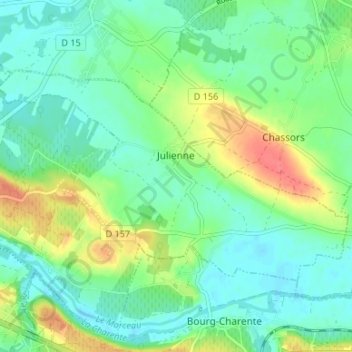 Julienne topographic map, elevation, terrain