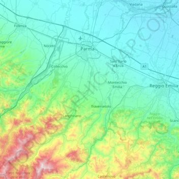 Parma topographic map, elevation, terrain