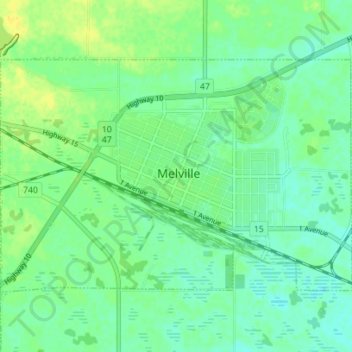 Melville topographic map, elevation, terrain