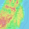 Préfecture de Fukushima topographic map, elevation, terrain