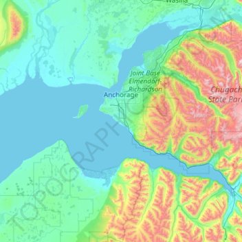 Anchorage topographic map, elevation, terrain