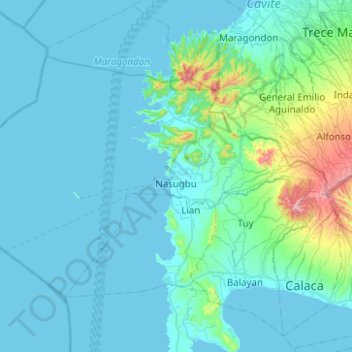 Nasugbu topographic map, elevation, terrain