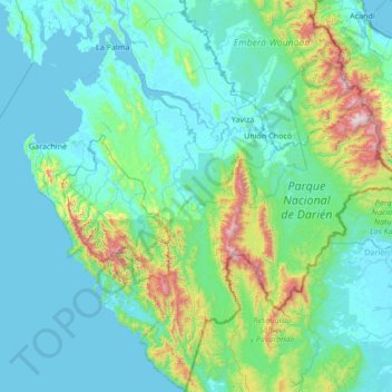 Distrito Chepigana topographic map, elevation, terrain