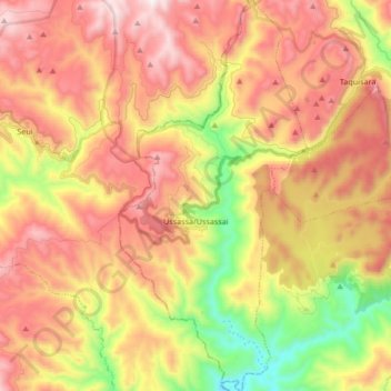 Ussassai topographic map, elevation, terrain