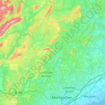 Communauté de communes du Grand Pic Saint-Loup topographic map, elevation, terrain