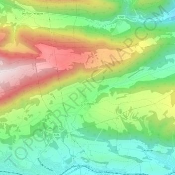 Champoz topographic map, elevation, terrain