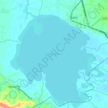Lake Bato topographic map, elevation, terrain