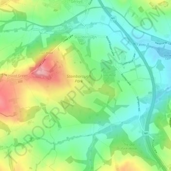 Stainborough topographic map, elevation, terrain