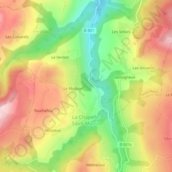 La Chapelle-Saint-Martin topographic map, elevation, terrain