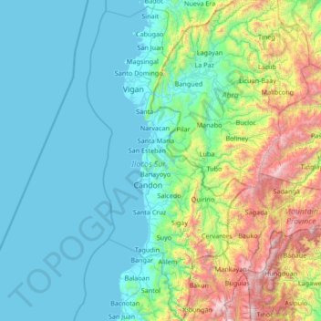 Ilocos Sur topographic map, elevation, terrain