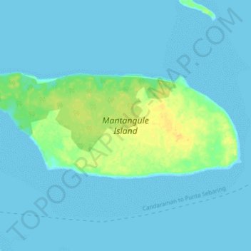 Mantangule Island topographic map, elevation, terrain