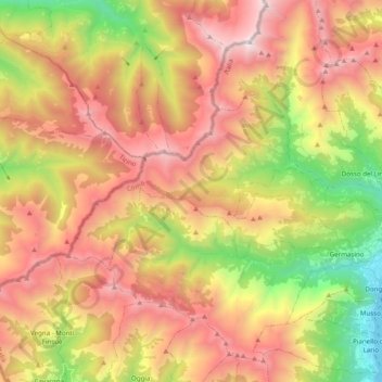 Gravedona ed Uniti topographic map, elevation, terrain