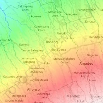 Indang topographic map, elevation, terrain