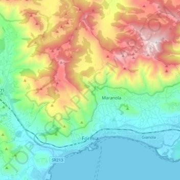 Formia topographic map, elevation, terrain