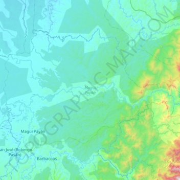 Magüi Payán topographic map, elevation, terrain