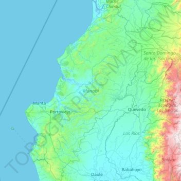 Manabí topographic map, elevation, terrain