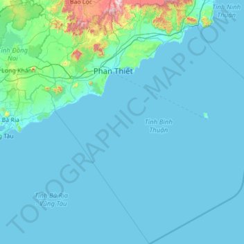 Tỉnh Bình Thuận topographic map, elevation, terrain