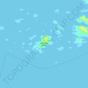 Little Fogo Island topographic map, elevation, terrain