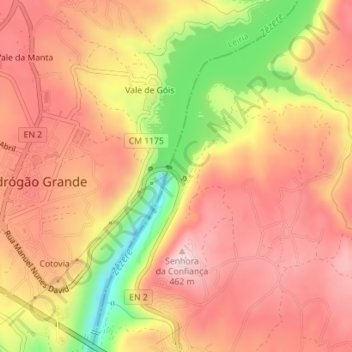 Barragem do Cabril topographic map, elevation, terrain