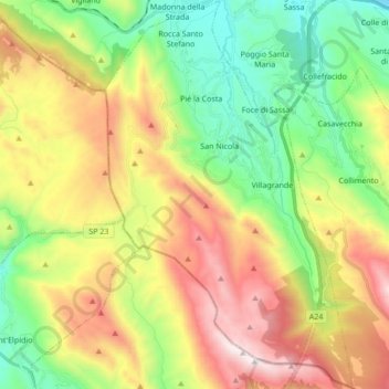 Tornimparte topographic map, elevation, terrain