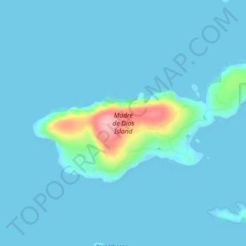 Madre de Dios Island topographic map, elevation, terrain