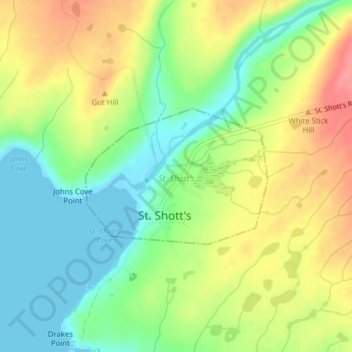 St. Shott's topographic map, elevation, terrain