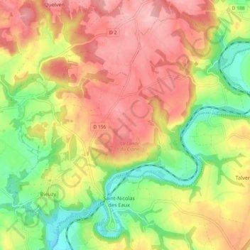 Bieuzy topographic map, elevation, terrain