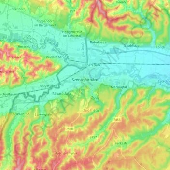 St. Gotthard topographic map, elevation, terrain