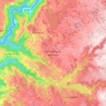 Saint-Amans-des-Cots topographic map, elevation, terrain