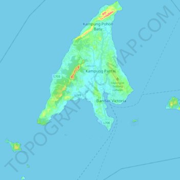 Labuan topographic map, elevation, terrain