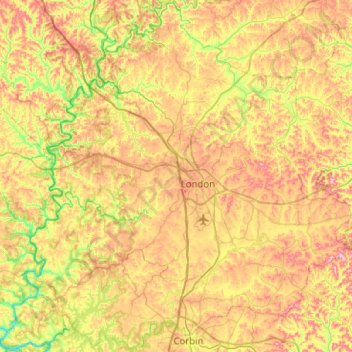 Laurel County topographic map, elevation, terrain