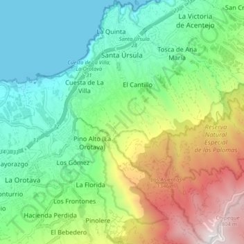 Santa Úrsula topographic map, elevation, terrain