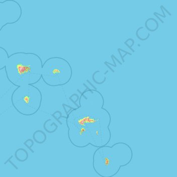 Marquesas Islands topographic map, elevation, terrain