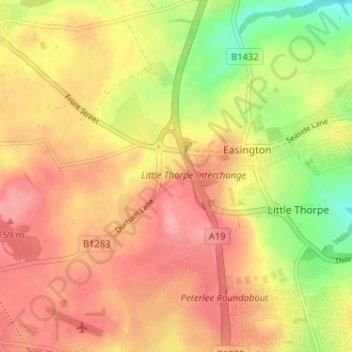 Easington Village topographic map, elevation, terrain