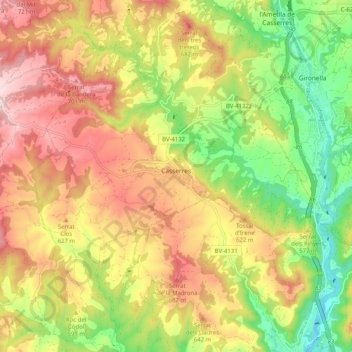 Casserres topographic map, elevation, terrain