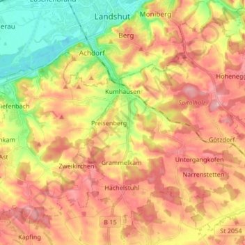 Kumhausen topographic map, elevation, terrain