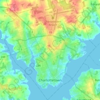 Charlottetown topographic map, elevation, terrain
