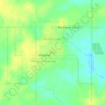 Round Lake topographic map, elevation, terrain