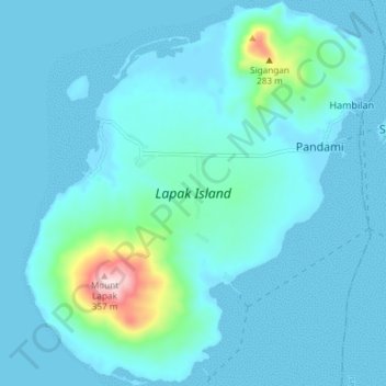 Lapak Island topographic map, elevation, terrain