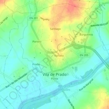 Vila de Prado topographic map, elevation, terrain