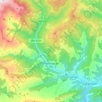 Vilallonga de Ter topographic map, elevation, terrain